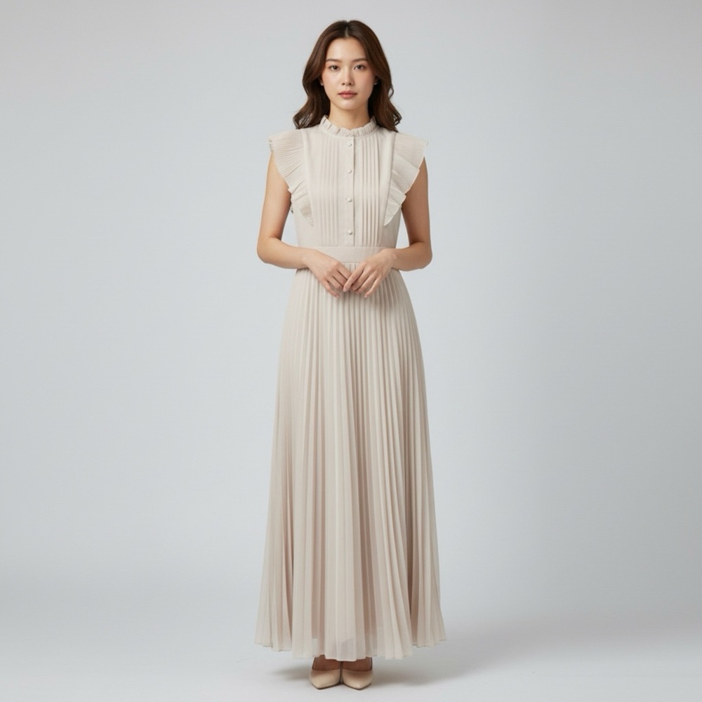 Pearl Pleated Maxi Dress M/ NWOT/ Boutique